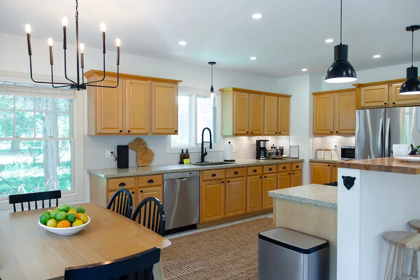 Kitchen with island bar seating